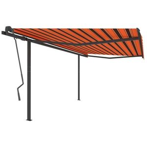 vidaXL Copertină retractabilă automat, stâlpi, portocaliu&maro 4x3, 5 m imagine