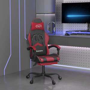 vidaXL Scaun gaming pivotant/suport picioare negru/roșu vin piele eco imagine