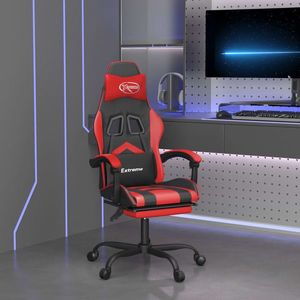 vidaXL Scaun de gaming pivotant/suport picioare negru/roșu piele eco imagine