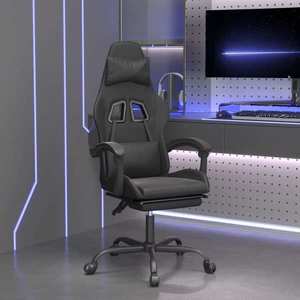 vidaXL Scaun de gaming cu suport picioare, negru, piele ecologică imagine