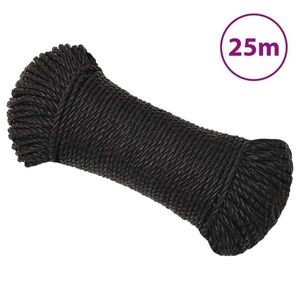 vidaXL Frânghie de lucru, negru, 3 mm, 25 m, polipropilenă imagine