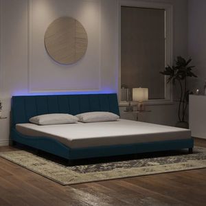 vidaXL Cadru de pat cu lumini LED, albastru, 200x200 cm, catifea imagine