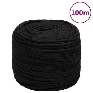 vidaXL Frânghie de lucru, negru, 10 mm, 100 m, poliester imagine