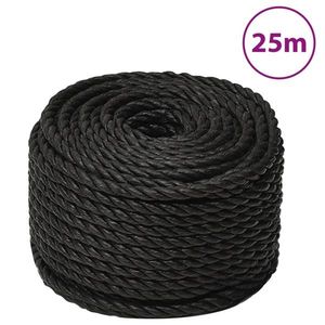 vidaXL Frânghie de lucru, negru, 12 mm, 25 m, polipropilenă imagine