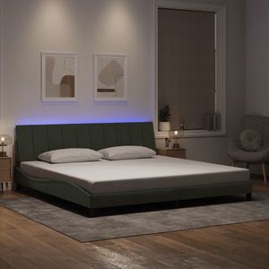 vidaXL Cadru de pat cu lumini LED, gri deschis, 200x200 cm, catifea imagine