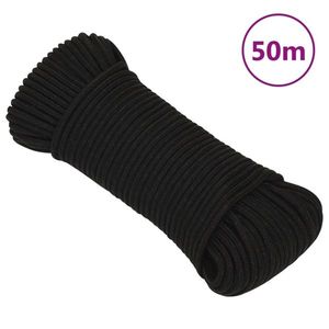 vidaXL Frânghie de lucru, negru, 4 mm, 50 m, poliester imagine