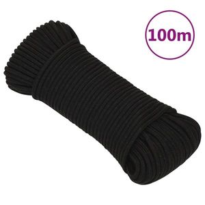 vidaXL Frânghie de lucru, negru, 3 mm, 100 m, poliester imagine