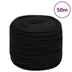 vidaXL Frânghie de lucru, negru, 10 mm, 50 m, poliester imagine