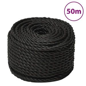 vidaXL Frânghie de lucru, negru, 10 mm, 50 m, polipropilenă imagine