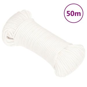 vidaXL Frânghie de barcă, alb complet, 4 mm, 50 m, polipropilenă imagine