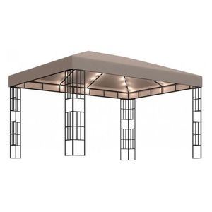 Pavilion cu siruri de lumini LED, gri taupe, 4x3 m imagine