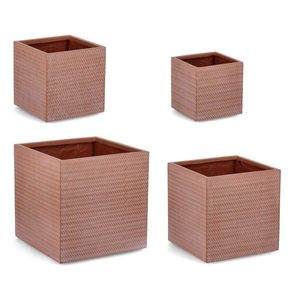 Set ghivece pentru exterior 4 piese Tressage, Bizzotto, 43.5 x 43.5 x 44 cm, fibra de sticla si argila, teracota imagine