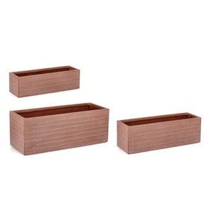 Set jardiniere pentru exterior 3 piese Tressage, Bizzotto, 80 x 30 x 30 cm, fibra de sticla si argila, teracota imagine