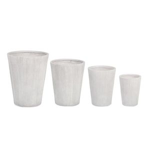 Set ghivece pentru exterior 4 piese Ribbed, Bizzotto, Ø44 x 55 cm, fibra de sticla si argila, alb imagine