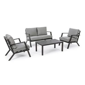 Set mobilier pentru gradina/terasa 4 piese Harley, Bizzotto, aluminiu/tesatura ofelin, gri carbune imagine