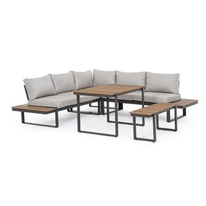 Set mobilier pentru gradina/terasa 5 piese Sven, Bizzotto, aluminiu/placaj/poliester, gri carbune imagine