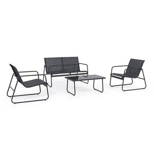 Set mobilier pentru gradina/terasa 4 piese Markus, Bizzotto, otel/textilena 2x1, gri carbune imagine