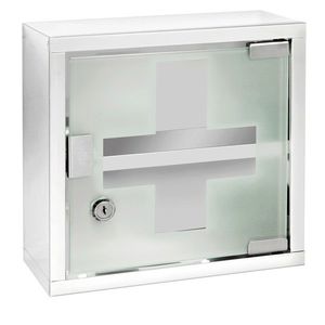 Dulap pentru medicamente, Wenko, Medicine Chest, 25 x 12 x 25 cm, inox/sticla, gri imagine