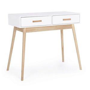 Consola Ordinary, Bizzotto, 90 x 40 x 79 cm, lemn de paulownia/pin/MDF, alb imagine