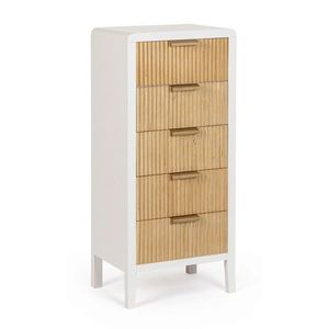 Comoda Charley, Bizzotto, 40 x 30 x 92 cm, MDF/paulownia/pin/otel, alb/natural imagine