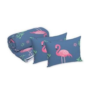 Set Alcam 2 perne microfibra 50x70 cm si pilota matlasata 180x200 cm, Pink Flamingo imagine