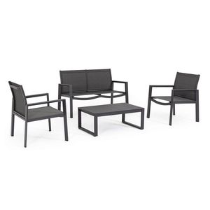 Set mobilier de gradina 4 piese Kallen, Bizzotto, aluminiu/textilena 2x1, carbune imagine