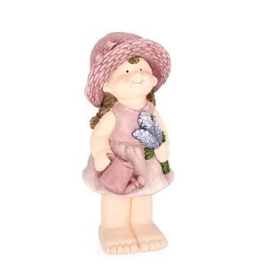 Decoratiune de gradina Justy Girl Stand W-Lavender, Bizzotto, 19x16x42 cm, magneziu, roz imagine