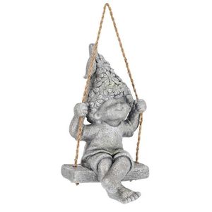 Decoratiune de gradina Bertie Sitting boy, Bizzotto, 24x21x44 cm, magneziu, gri imagine