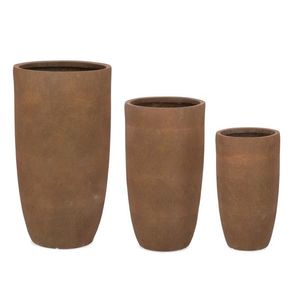 Set ghivece pentru exterior 3 piese Rigo, Bizzotto, Ø37 x 70 cm, fibre de lut, maro rusty imagine