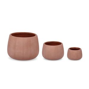 Set ghivece pentru exterior 3 piese Ribbed, Bizzotto, Ø50 x 36 cm, fibra de sticla si argila, teracota imagine