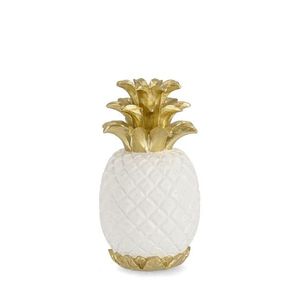 Decoratiune Surabaya Ananas, Bizzotto, Ø 17 x 30 cm, polirasina, alb imagine