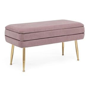 Bancheta cu spatiu pentru depozitare, Pavlina Mauve, Bizzotto, 79.5x37.5x42 cm, catifea, mov pal imagine