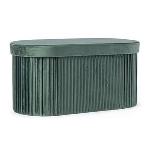 Taburet cu spatiu de depozitare Jocelyn Oval, Bizzotto, 76x38x38 cm, MDF/catifea, verde imagine