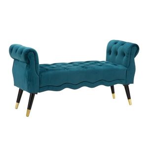 Bancheta Paris Teal, Mauro Ferretti, 120x40x60 cm, lemn de pin/catifea, turcoaz imagine