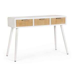 Consola Charley, Bizzotto, 110 x 40 x 78 cm, MDF/paulownia/pin/otel, alb/natural imagine