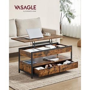 Masuta de cafea cu blat rabatabil, Vasagle, 100x50x48-63 cm, max 136 kg, maro imagine