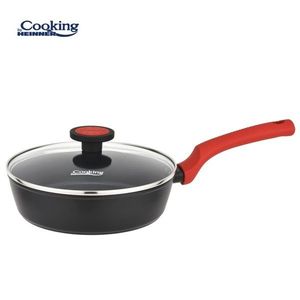 Tigaie Redmoon, Cooking by Heinner, 28 cm, aluminiu/sticla, negru/rosu imagine