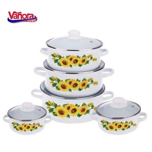 Set oale Sun Flower, Cooking by Heinner, 10 piese, otel carbon, multicolor imagine