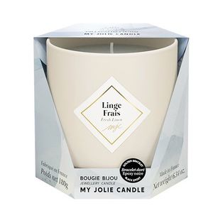 Lumanare parfumata My Jolie Candle Les Essentielles Fresh Linen 180g + bratara aurie cu decor negru imagine