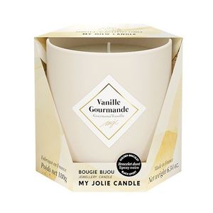 Lumanare parfumata My Jolie Candle Les Essentielles Sweet Vanilla 180g + bratara aurie cu decor negru imagine