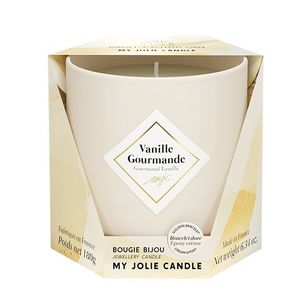 Lumanare parfumata My Jolie Candle Les Essentielles Sweet Vanilla 180g + bratara aurie cu decor bej imagine