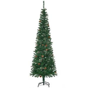 Pom de Craciun artificial 165cm cu ramuri realiste si 27 de conuri de pin, decor de Craciun, verde HOMCOM | Aosom RO imagine