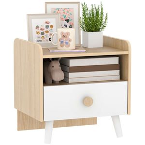 AIYAPLAY Noptieră cu Sertar pentru Copii 3-10 Ani, cu Design Minimalist pentru Dormitor, 40x32, 5x40 cm, Lemn Natural | Aosom Romania imagine