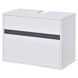 Dulap masca pentru chiuveta HOMCOM din MDF alb pentru baie cu 2 sertare 67 x 36 x 52 cm | Aosom RO imagine