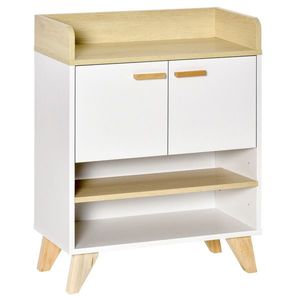 Mobilier multifunctional cu dulap si rafturi deschise, mobilier pentru sufragerie, bucatarie, birou, din lemn alb, 60x30x78cm HOMCOM | Aosom RO imagine