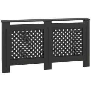 HOMCOM Carcasă pentru Calorifer din Lemn MDF, Carcasă Modernă pentru Calorifer cu Raft, 152x19x82 cm, Negru | Aosom Romania imagine