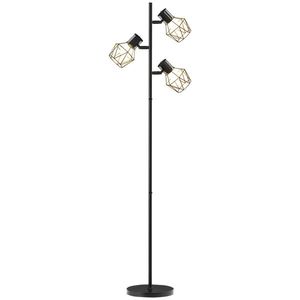 HOMCOM Lampă de Podea cu 3 Lumini Reglabile și Întrerupător cu Buton, Lampă Modernă din Metal, 41x28x169 cm, Negru | Aosom Romania imagine