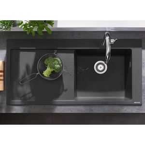 Chiuveta bucatarie Hansgrohe S514-F450 SilicaTec 450 51x105x19cm picurator stanga graphite black imagine