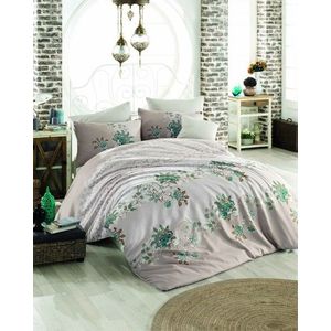 Lenjerie de pat dubla Azra, Pearl Home, 4 piese, 220x240 cm, bumbac ranforce, maro imagine