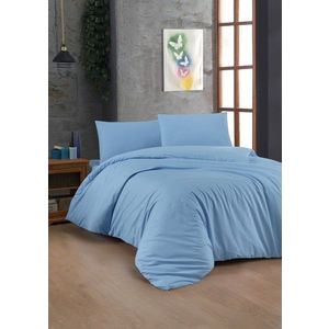 Lenjerie de pat dubla King Quilt(FR) Light Blue, Patik, 3 piese, 240x220 cm, bumbac ranforce, albastru imagine